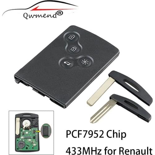 4 Buttons Smart Car Key Fob FSK for Renault Megane III Fluence LagunaIII Scenic Clio Captur PCF7952 Chip 433MHz for Renault Key