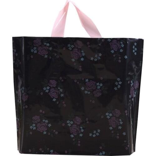 50PCS / LOT Transparent Shopping Bag Lovely Clear Rose Thicken Supermarket Plastic Gift Bag Handbag Shopping Bag