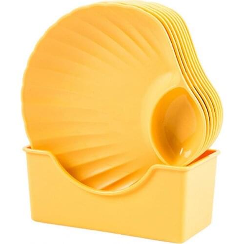 8Pcs/Set Stackable 2 Section Snack Plate Plastic Unbreakable Dessert Dish Household Supplies