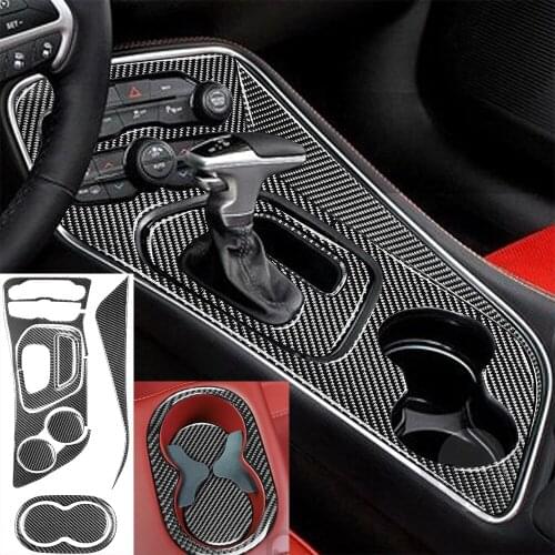 9pcs Interior Trim Auto for Dodge challenger 2015-2020 Center Console Panel Trim Rear drain cup holder Cover Car Accessories