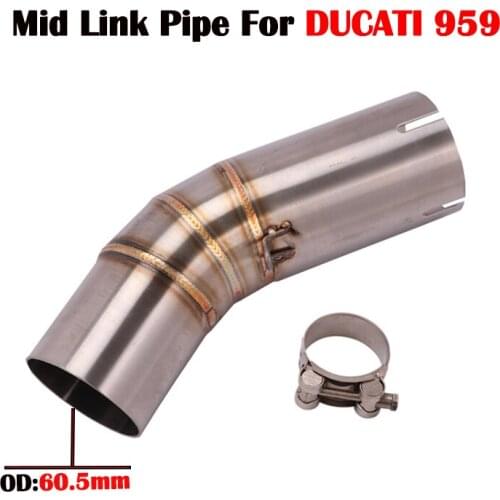 959 Motorcycle Exhaust Muffler Middle Pipe Modifed Link Connect Bend Tube 60.5mm Inlet New Arrival Slip-On For Ducati 959