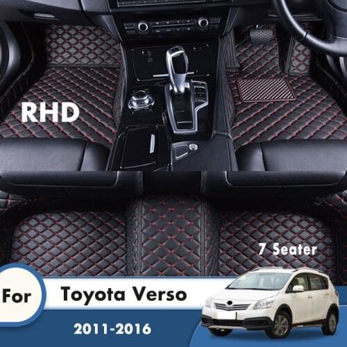 RHD Car Floor Mats For Toyota Verso 2016 2015 2014 2013 2012 2011 7 Seater Custom Leather Car Interior Accessories Foot Pads Rug