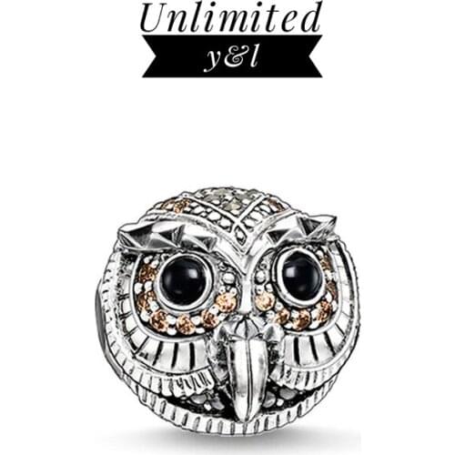 Animal Owl Charm Beads 925 Sterling Silver Thomas Fashion Good Jewelry Accessories fit Bracelet Necklace for Women Men Gifts