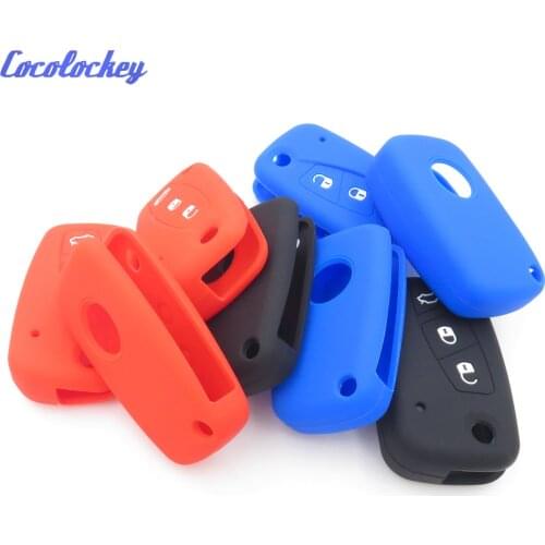 Cocolockey 3 Buttons Silicone Car Key Case Cover for FIAT Panda Stilo Punto Doblo Grande Bravo 500 Ducato Minibus No Logo