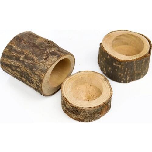 Wood Craft Decor Creative Bark Wooden Stake Candle Holder Home Restaurant Bar Decor Holiday Atmosphere Accessories Candle Holder