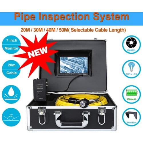 23mm Lens Endoscope 20M Cable 7 Inch Monitor Sewer Pipe Inspection System Handheld Pipeline Drain Inspection Video Camera