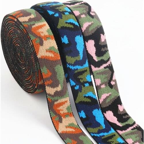 Camouflage Elastic Band 2.5cm Elastic Ribbon 25mm Elastique Couture Clothing Bags Trousers DIY Sewing Garment Accessories 1m