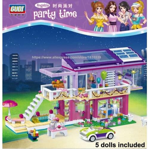New GUDI City Girls Princess Fashion Party Building Blocks Sets Bricks Pet Dog Model Kids Gift Toys Compatible Friends