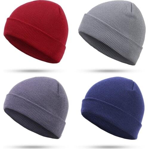 Unisex Winter Knitted Beanie Hat Casual Beanies for Men Women Cotton Fall Hat Fashion Solid Hip-hop Cap