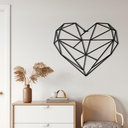 Metal Wall Art, Metal Geometric Heart, Metal Wall Decor, Interior Decoration, Metal Heart Art, Gift for Her, Gift Idea