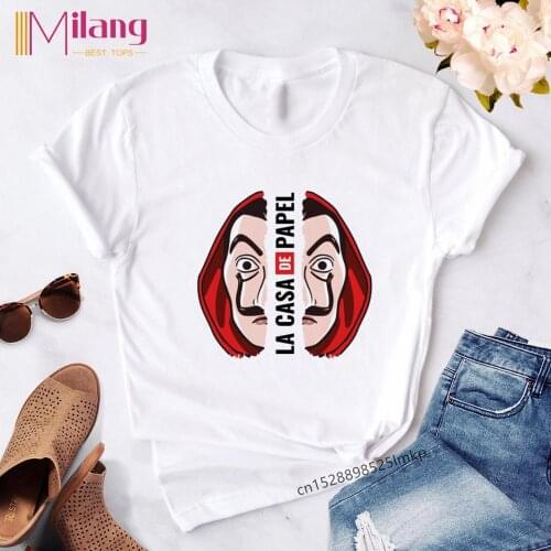 2020 Fashion Funny La Casa De Papel T Shirt Money Heist Aesthetic T-shirt Women Tshirt Summer Harajuku Grunge Tops Drop shipping