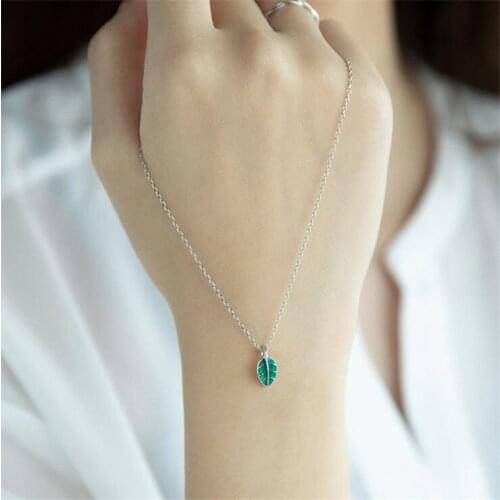New Arrival Retaining The lush Years Green Leaf 925 Sterling Silver Jewelry The Niche Design Tree Clavicle Chain Necklaces H498
