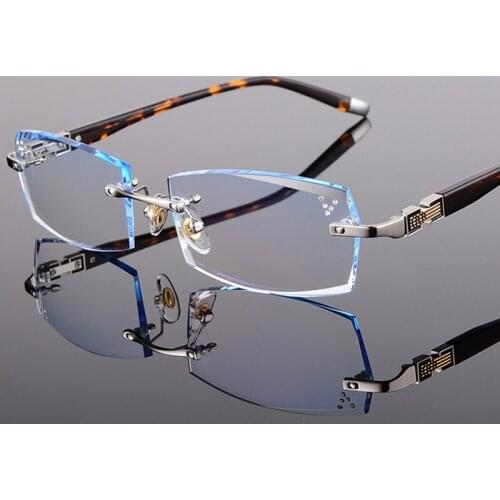 Glasses Trimming Diamond Titanium Rimless Myopia Male Models Comfortable Frame Myopia Frames, Prescription Eyeglasses 121