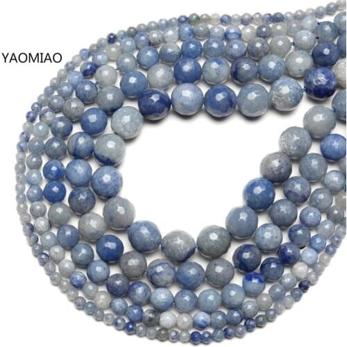 Wholesale Natural stone Blue Aventurine Frost Round Beads Round Size 4 6 8 10 12 mm Faceted Gem stone For Jewelry making