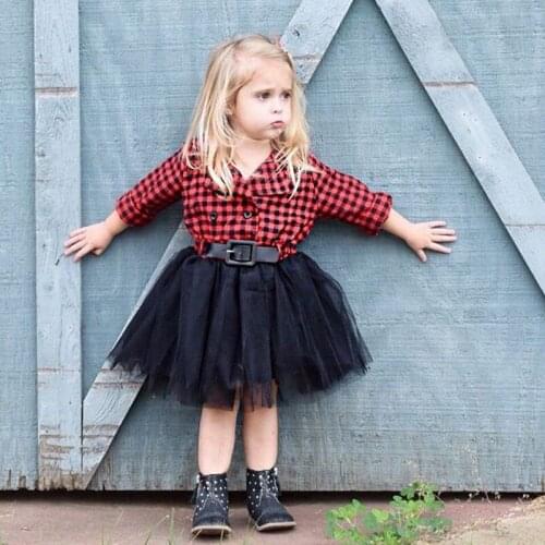 Pudcoco Dress For Girl Xmas Gift 1PC Sweet Toddler Baby Girls Princess Party Prom Tulle Checked Dresses