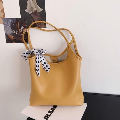 PU Leather Women Luxury Designer Handbags 2021 Shoppers Wallets Fashion Solid color Large Capacity Silk Scarf Bow Crossbody Bags
