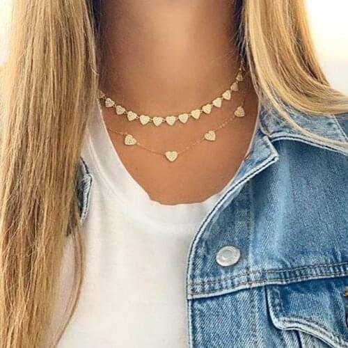 Charm Heart Dainty Choker Necklace 100% 925 sterling silver delicate chain rainbow CZ crystal for Women engagement party Jewelry