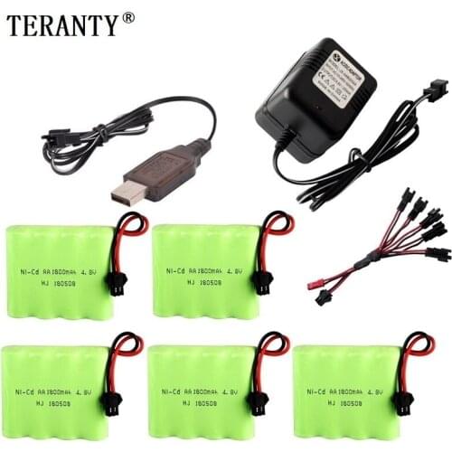 SM Plug) Ni-MH 4.8v 1800mah Battery Charger Sets For Rc toys Cars Tanks Robots Boats Guns 4* AA 4.8v Rechargeable Battery Pack