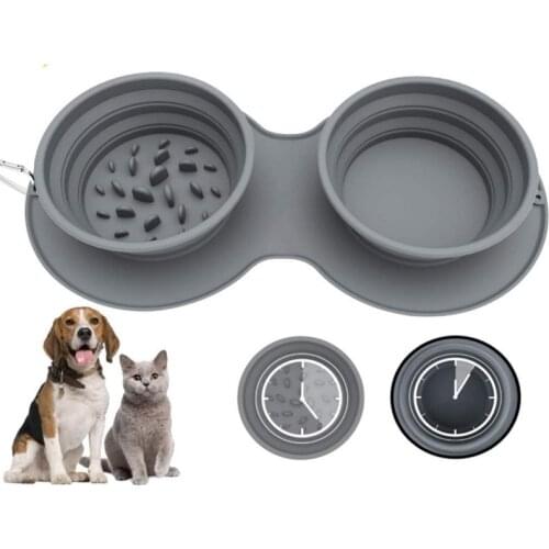 Collapsible Non-skid Dog Bowl Slow Feeder Adjustable Silicone Portable Water Food Pet Bowl Safe Nontoxic Puppy Travel