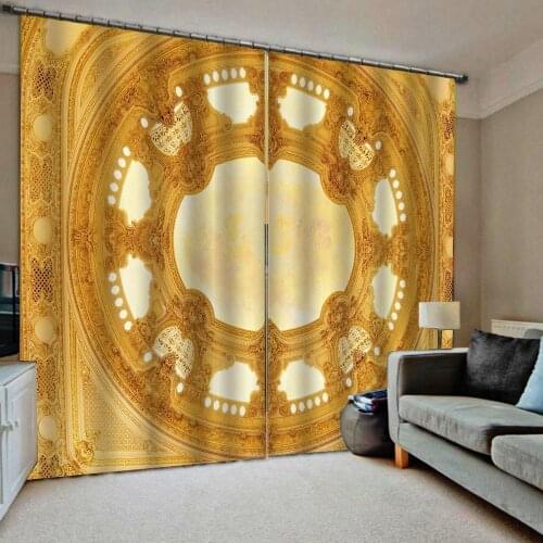Stereoscopic curtains 3D Curtain Printing Blockout Polyester golden curtains Blackout curtain