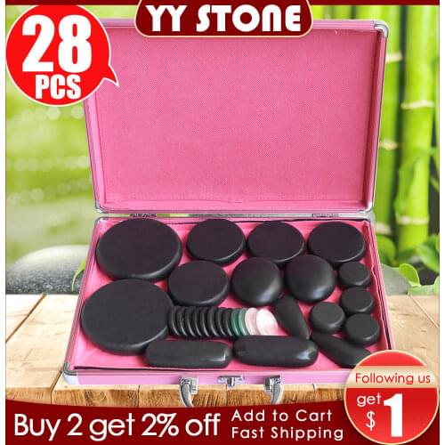 TONTIN 28pcs/set Hot stone massage body massage stone set Salon SPA with heating box CE and ROHS basalt stone home healthcare