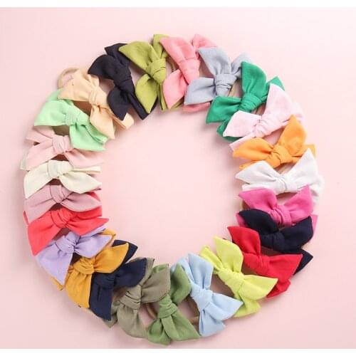 20 Colors Soft Cotton Linen Fabric Bow Hair clips, Schoolgirl Sailor Bow Clips, Baby Girls Hair Accessories
