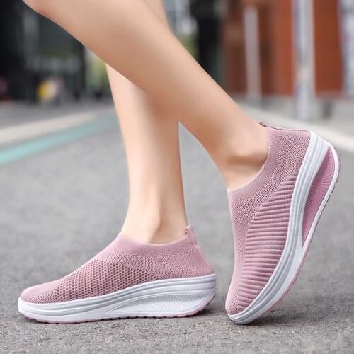 Fashion Spring Women Vulcanized Shoe Comfortable Thick bottom Women Casual Shoes Fashion Flying weave Mesh cloth Women Sneakers