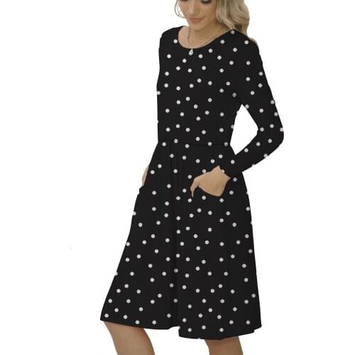 Wave Point Dress Undefined Women 2020 Autumn And Winter Street Sexy Casual Slim Beach Party O Neck Mini Polka Dot Dress Vestidos