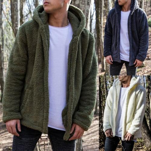 Winter Men Teddy Bear Oversized Coat Borg Cardigan Faux Fur Fleece Jacket Size M-2XL