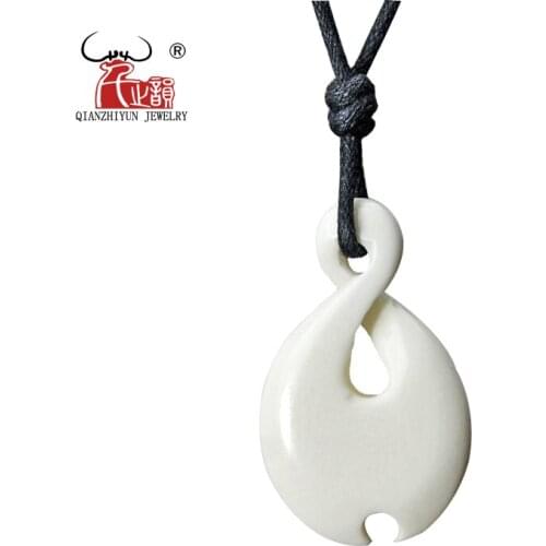 GX015 New Zealand Maori yak bone Infinity pendant handmade jewelry Primitive tribes totem amulet Twisted pendant for surfing