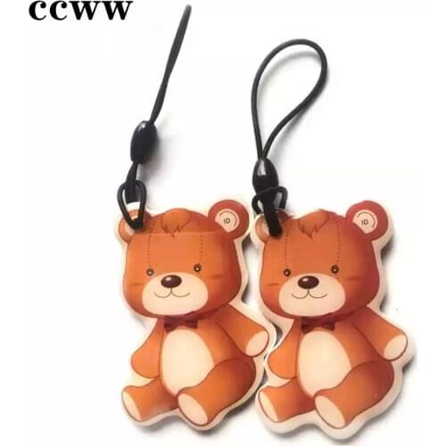 Cartoon Bear Pattern ID 125KHz EM4305 Writable Keyfobs RFID Waterproof Badge Token Key Tags For Access control Card 1Pcs
