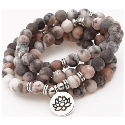 108 beads 8mm elastic adjustable Lotus life tree Buddha OM eye Chakra Reiki agate Onyx Yoga Bracelet necklace ghyd