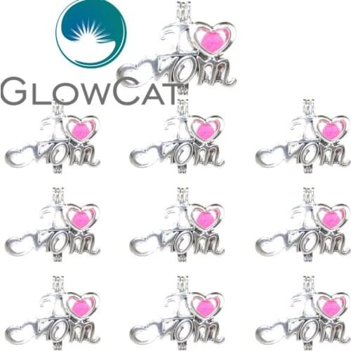 10x V590 Letter I Love Mom Pearl Cage Jewelry Making Beads Cage Essential Oil Diffuser Aroma Locket For Akoya Oyster Pearl