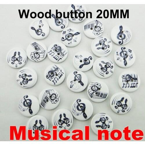 100PCS 20MM musical note shape painting wooden buttons coat boots sewing clothes accessory MCB-990