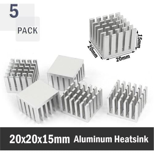 5Pcs Gdstime 20x20x15mm Cooling Accessories DIY Heatsink CPU GPU IC Memory Chip Aluminum Heat Sink Extruded Cooler Radiator