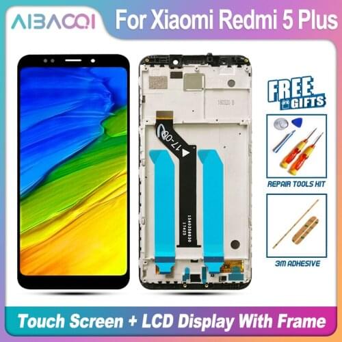 AiBaoQi Brand New Touch Screen LCD Display+Frame+Power Cable Assembly Replacement For Xiaomi Redmi 5 Plus Phone