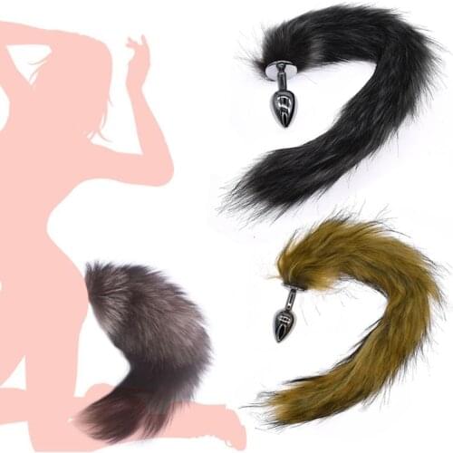 Adult Long Imitation Fox Hair Anal Plug Cosplay Couple Flirting Sex Toy Faux Fox Tail Design Sex Toys