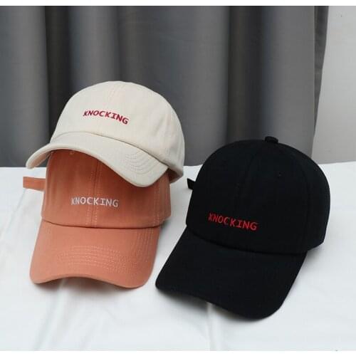New Letter Baseball Caps "KNOCKING" Letter Embroidery Unisex Baseball Cap Summer Women Girls Sun Hats Adjustable Snapback Hat