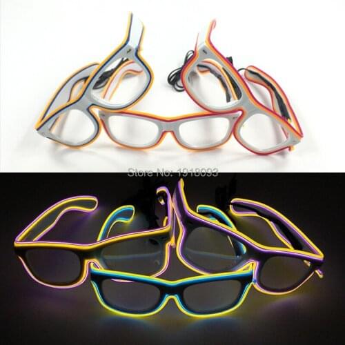 Two Colors Flashing EL Wire Sunglasses with Sound active Controller NEW LED Light up Glasses Carnival Dance Bar Party Supplies