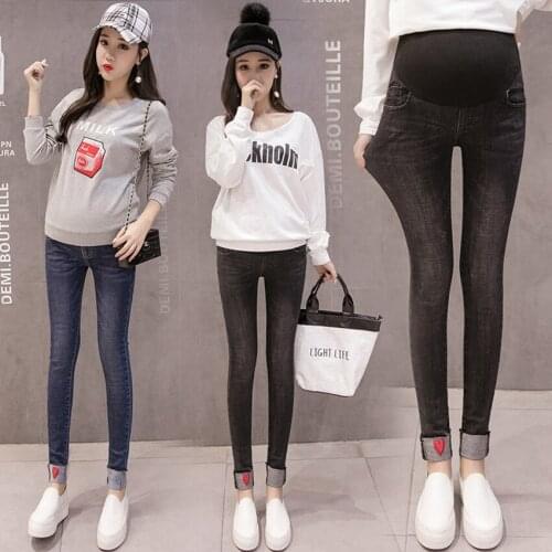 Jeans pregnant women trousers spring and autumn models pregnant women stomach lift pants fashion casual leggings maternity