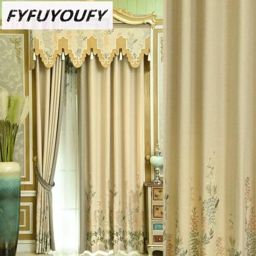 European embroidery luxury 4D jacquard high shading living room bedroom Cashmere French Window luxury Villa Voile Curtain