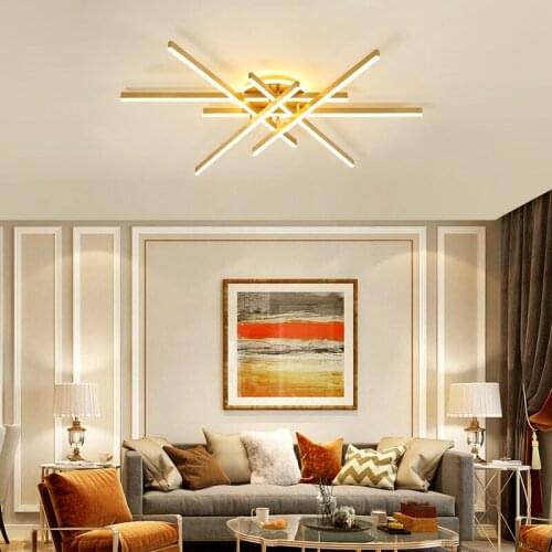 FSS Nordic Golden Line Chandelier Living room Dining room Modern Household Light Luxury Bedroom Ceiling Lighting
