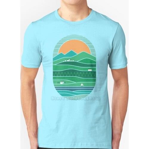 Iberia New Trend T-Shirt Men Summer High Quality Cotton T-Shirt Tops Summer Sun Sunrise Sunset Mountains Landscape Travel