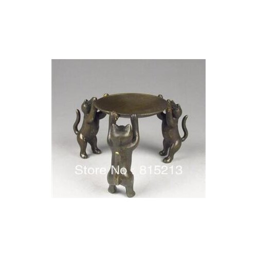 Free Shipping wang 000167 Chinese Bronze Plate w Cats a