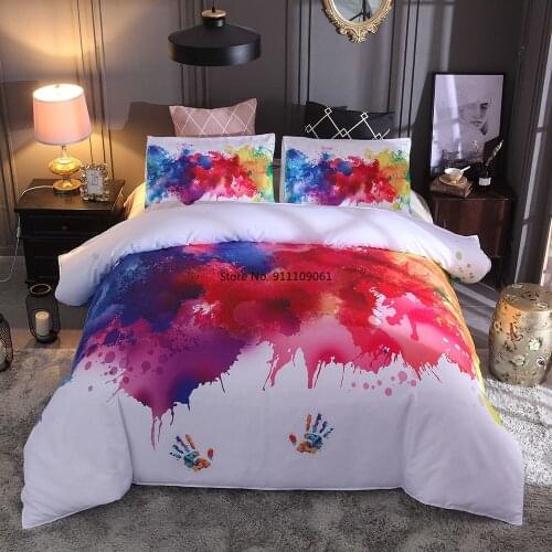 Water Color Splash Ink Bedding Set 3D World Map Printed Duvet Cover Pillowcases White Twin Queen King Size Home Textile 2-3pcs