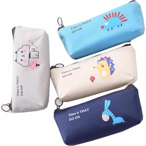 M355 Lovely Women Coin Purses Pen Bag Canvas Cartoon Animal Cat Hedgehog Zero Purse Gifts For Women Girls Wholesale