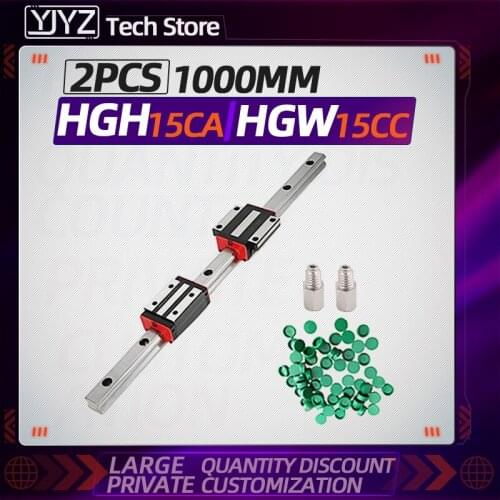Linear Rail Guide 1pc 1000mm HGR15+2pcs HGH15CA/HGW15CC Linear Narrow/Flange carriges Sliding Block cnc parts