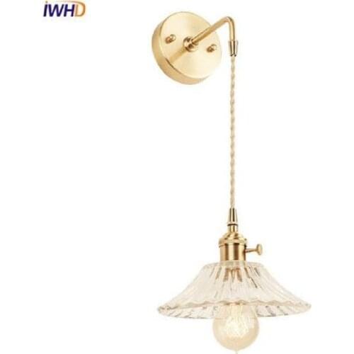 Copper LED Wall Lamp Mirror Light Glass Iron Nordic Wall Lights Wandlamp Bedroom Bathroom Home Lighting Living Room Bedside