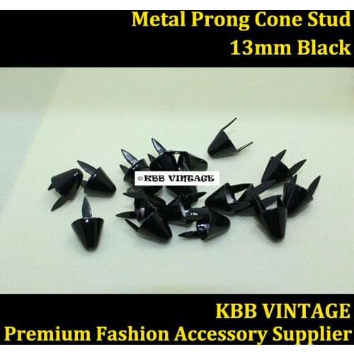 Punk DIY Metal Round Cone Stud 13mm in Black with 2 Prongs for Leather Craft/Bag/Shoe/Clothing/Cap/Jacket