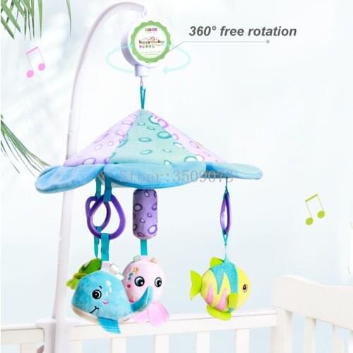 Cartoon Baby Crib Mobiles Rattles Music Educational Toys Bed Bell Carousel for Cots Infant Baby Toys 0-12 Months for Newborns